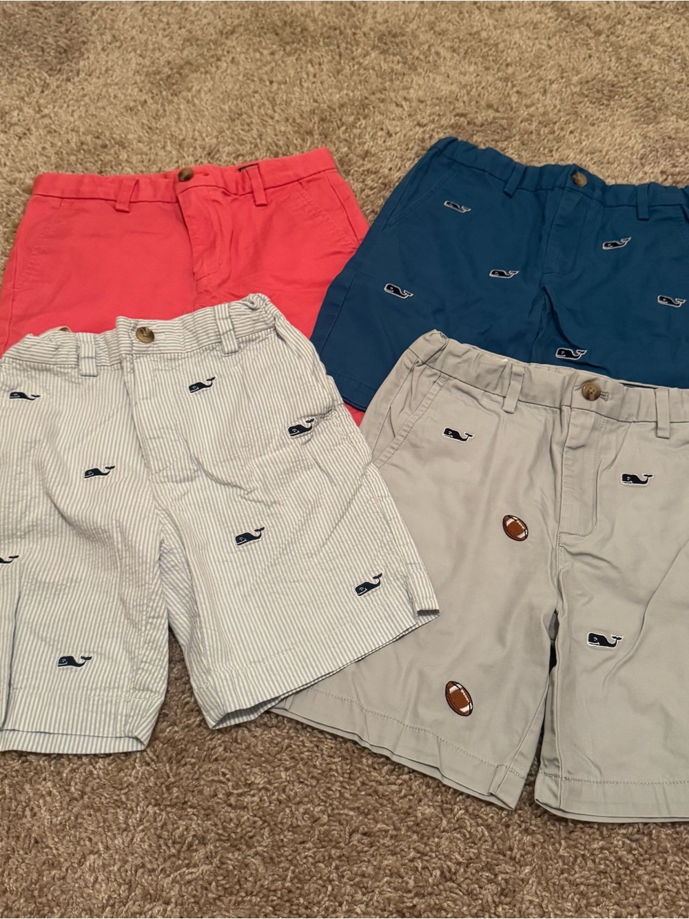 Vineyard Vines Kids Whale Embroidered Shorts - Coral, Navy, White & Khaki